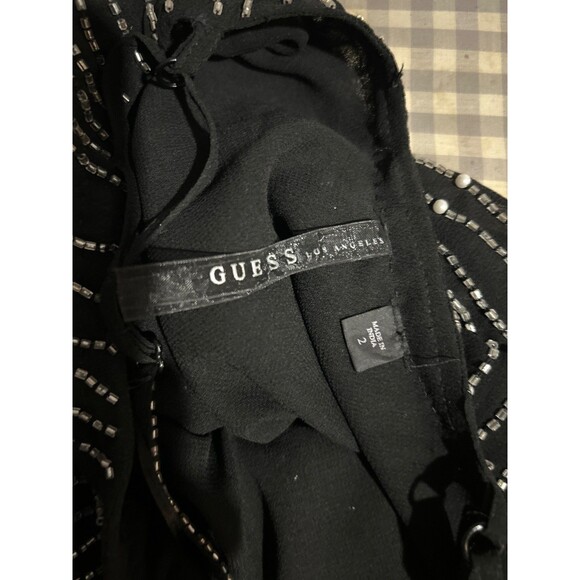 GUESS Womens Y2K Heavily Beaded Chiffon Slinky Slip Mini Dress size 2 Whimsygoth - Picture 10 of 12